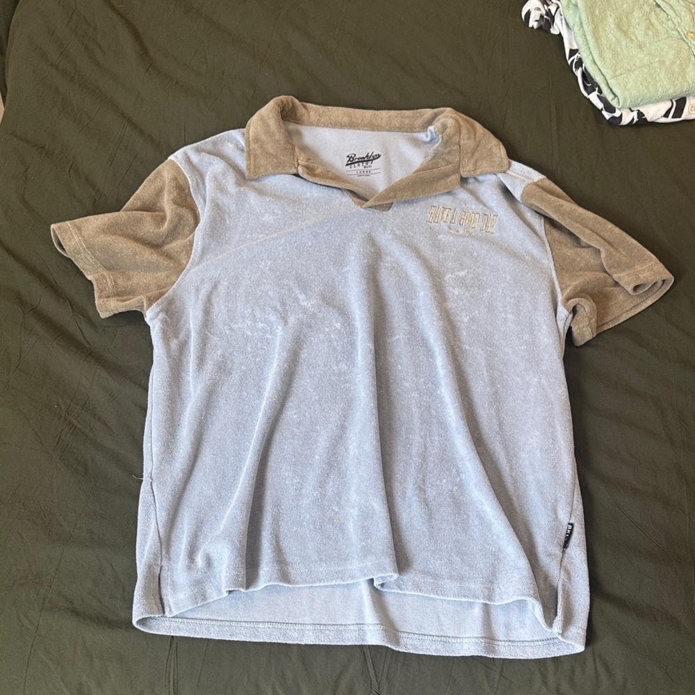 Brooklyn Cloth Light Blue and Gray Polo Shirt L